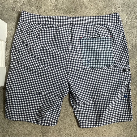 Robert Graham Men’s Blue Check Printed Swim Trunks Board Shorts EUC 38 - Picture 2 of 8